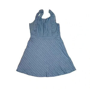 COPY - Altar'd State Women's Size L Blue Sleeveless Ruffle Striped Dress